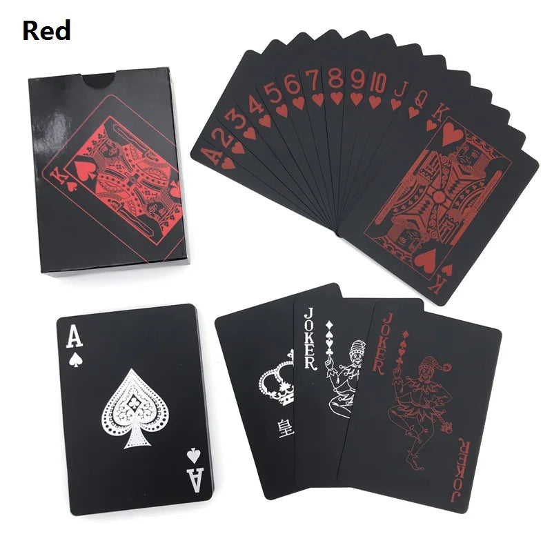 PVC Plastic Playing Cards Set Deck Poker Waterproof Game Poker Cards Party Magic Tricks Tool Black Gold 54 Pcs Creative Gift