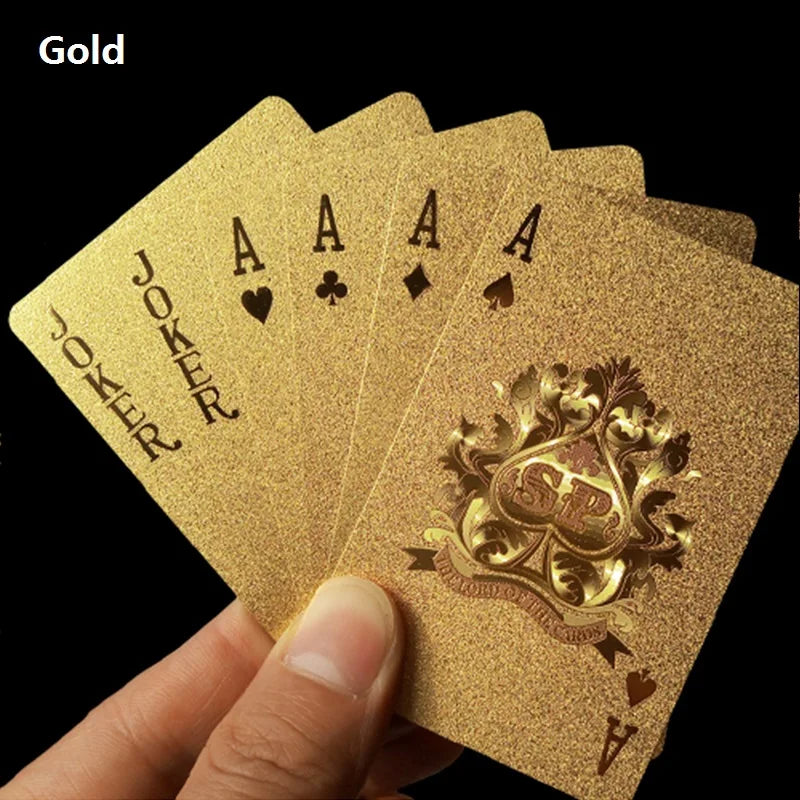 PVC Plastic Playing Cards Set Deck Poker Waterproof Game Poker Cards Party Magic Tricks Tool Black Gold 54 Pcs Creative Gift