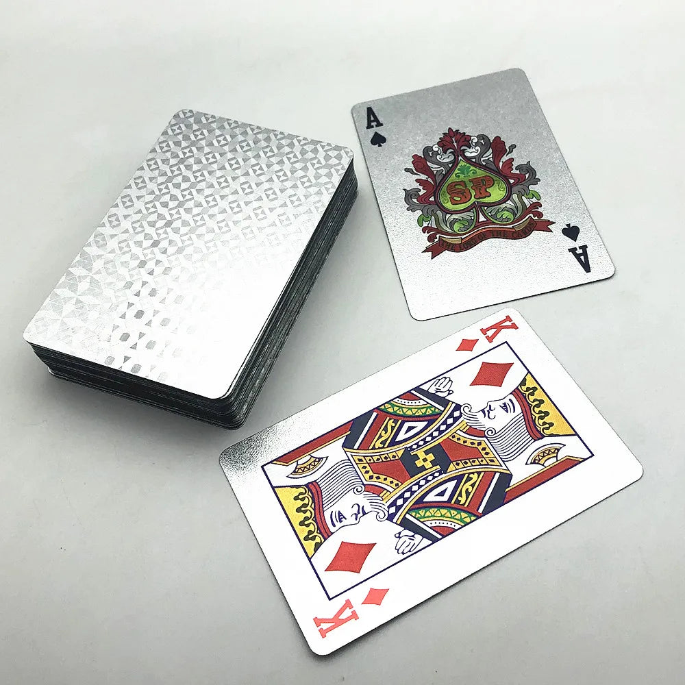 1 Deck Black Plastic Poker Cards Glod Silver Playing Cards Home Board Game Family Home Gift L682