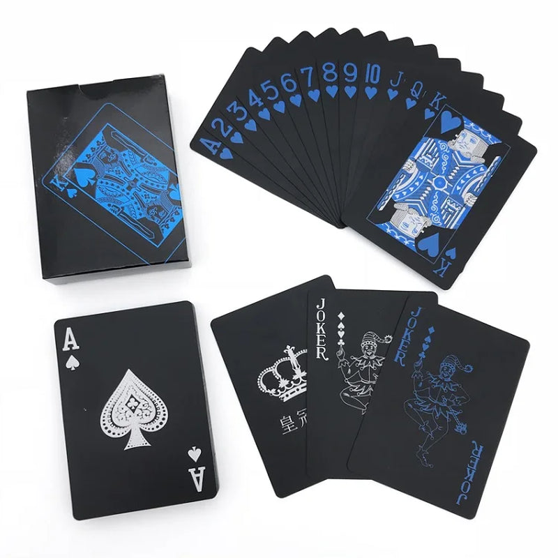 PVC Plastic Playing Cards Set Deck Poker Waterproof Game Poker Cards Party Magic Tricks Tool Black Gold 54 Pcs Creative Gift