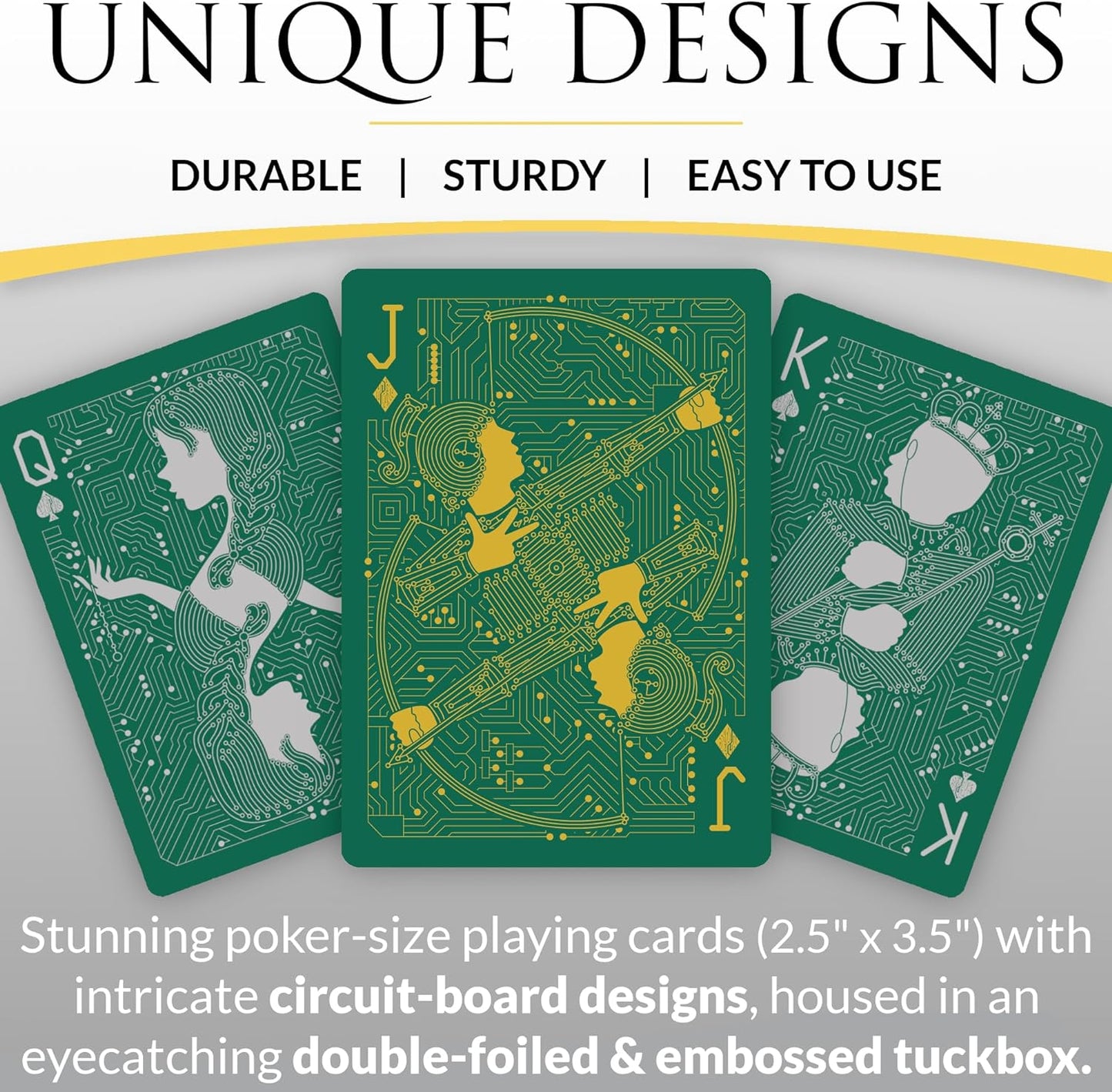 Circuit Playing Cards, Creative Deck of Cards with Free Card Game Ebook, Premium Card Deck, Cool Poker Cards, Unique Bright Colors for Kids & Adults, Computer Themed, Black Playing Cards