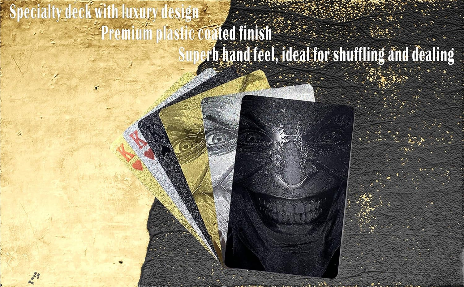 Black Cards Deck of Cards 2 Pack Black Playing Cards Unique Themed Evil Smile Clown Waterproof Decks Cards Plastic PET Poker Premium Magic Party Game