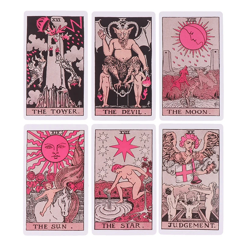 Pink Tarot for Beginners Tarot Card Prophecy Divination Deck Family Party Board Game Fate Card Fortune Telling Game