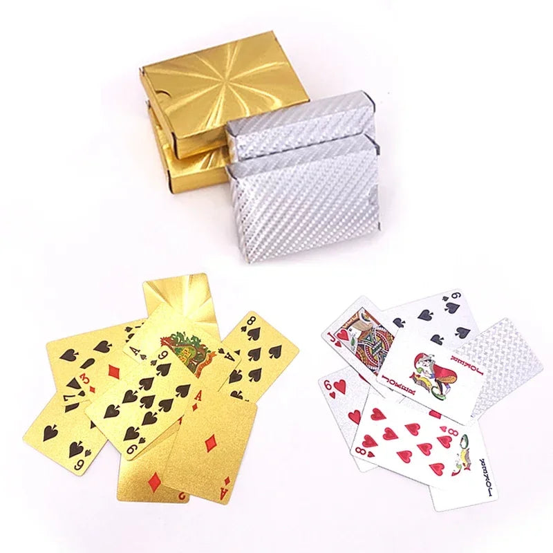 24K Gold Playing Cards Plastic Poker Game Deck Foil Pokers Pack Magic Cards Waterproof Card Gift Collection Gambling Board Game