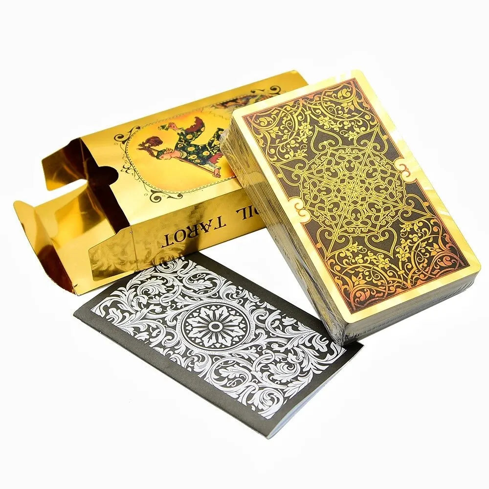 Gold Foil Tarot Cards Waterproof Whitch Divination Props Classic Catan Board Game Beginner Prophecy for Self-Learning Props