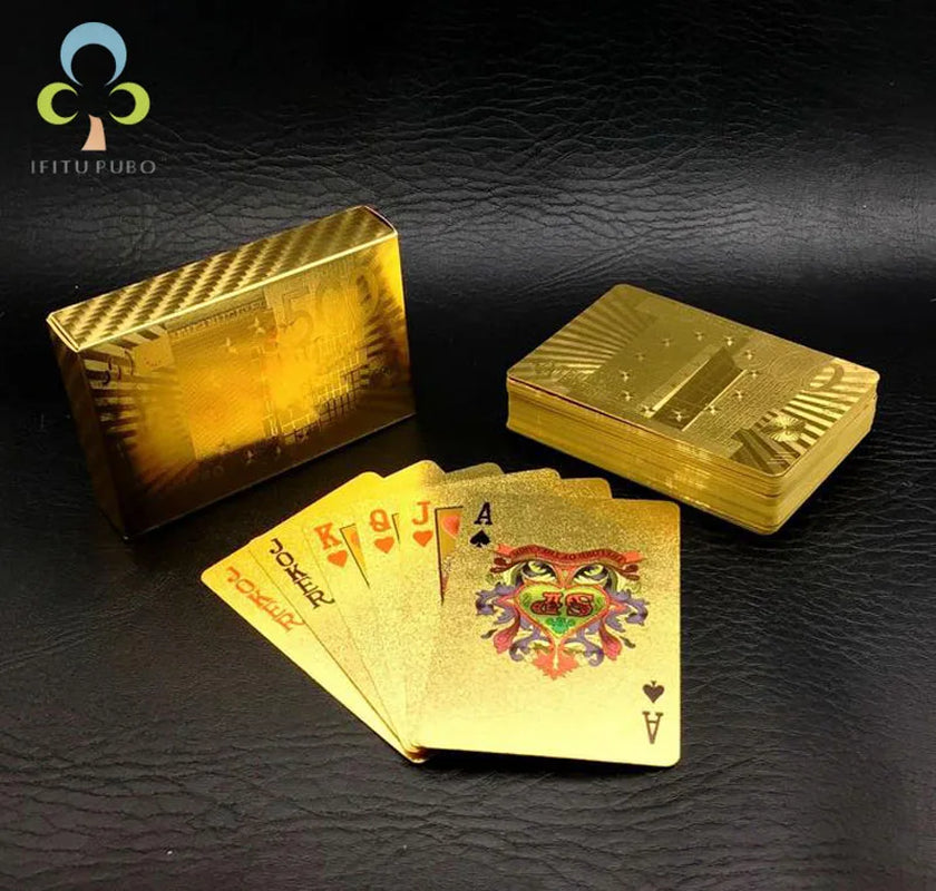 One Deck Gold Foil Poker Euros Style Plastic Poker Playing Cards Waterproof Cards Good Price Gambling Board Game GYH