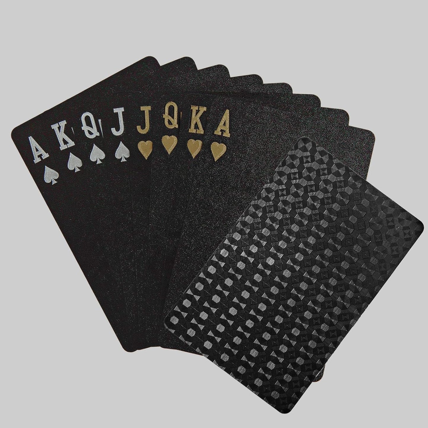 Playing Card Waterproof Poker Cards 1/2 Decks Durable Flexible Waterproof Patterned Design PET Poker Playing Cards for Family Game Party 1Pc Black+1Pc Gold