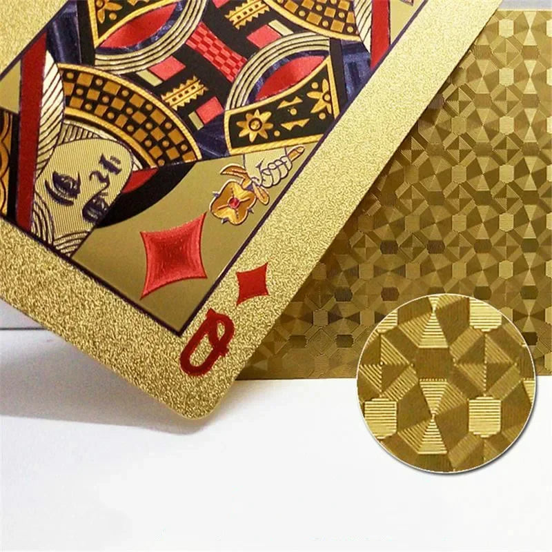 24K Gold Playing Cards Plastic Poker Game Deck Foil Pokers Pack Magic Cards Waterproof Card Gift Collection Gambling Board Game