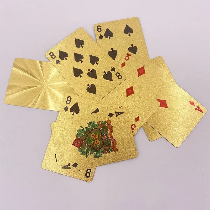 24K Gold Playing Cards Plastic Poker Game Deck Foil Pokers Pack Magic Cards Waterproof Card Gift Collection Gambling Board Game