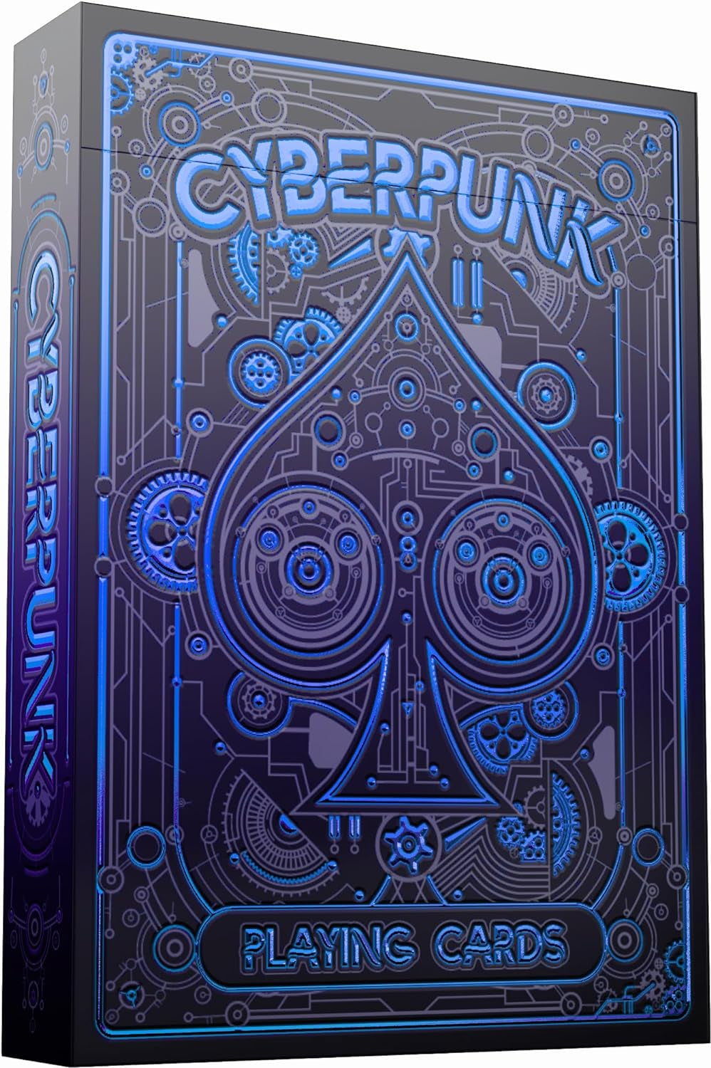 Cyberpunk Blue Playing Cards, Cardistry Decks, Black Deck of Cards for Kids & Adults, Cool with Card Game E-Book, Unique Poker,