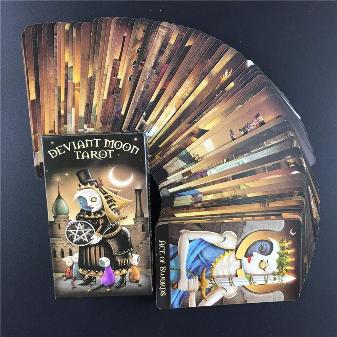 Tarot Cards Deck, Tarot Cards for Beginners with Guidebook Deviant Moon Tarot, Easy to Shuffle, Durable Tarot Cards for Beginners and Expert Readers (78Pcs/Set English Edition)