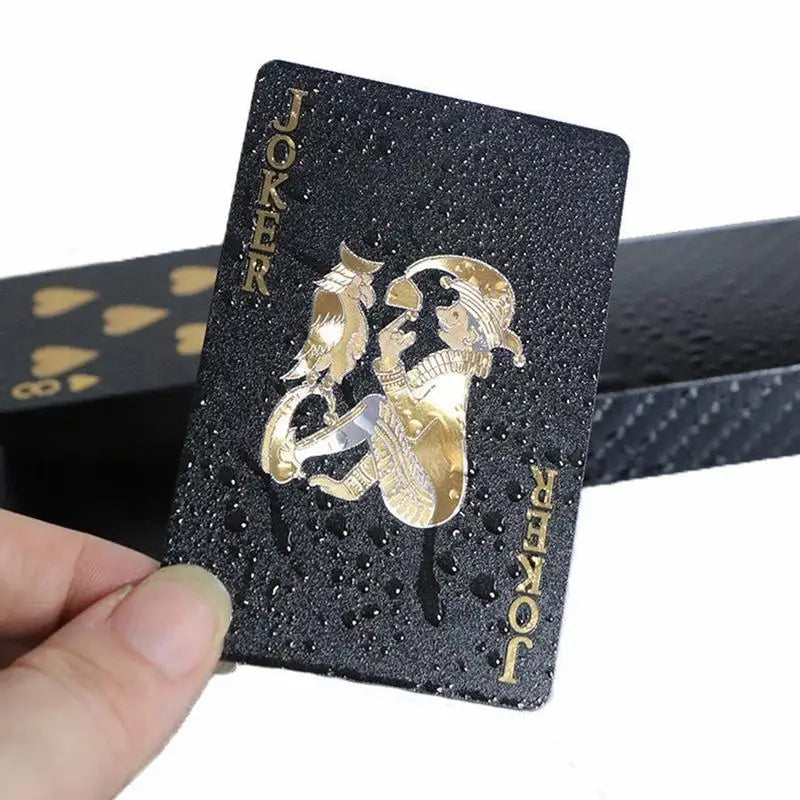 54 Card Group Waterproof Poker Suit Black Gold Playing Card Game Magic Package Board Game Party Collection Gift