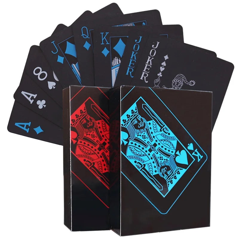 PVC Plastic Playing Cards Set Deck Poker Waterproof Game Poker Cards Party Magic Tricks Tool Black Gold 54 Pcs Creative Gift