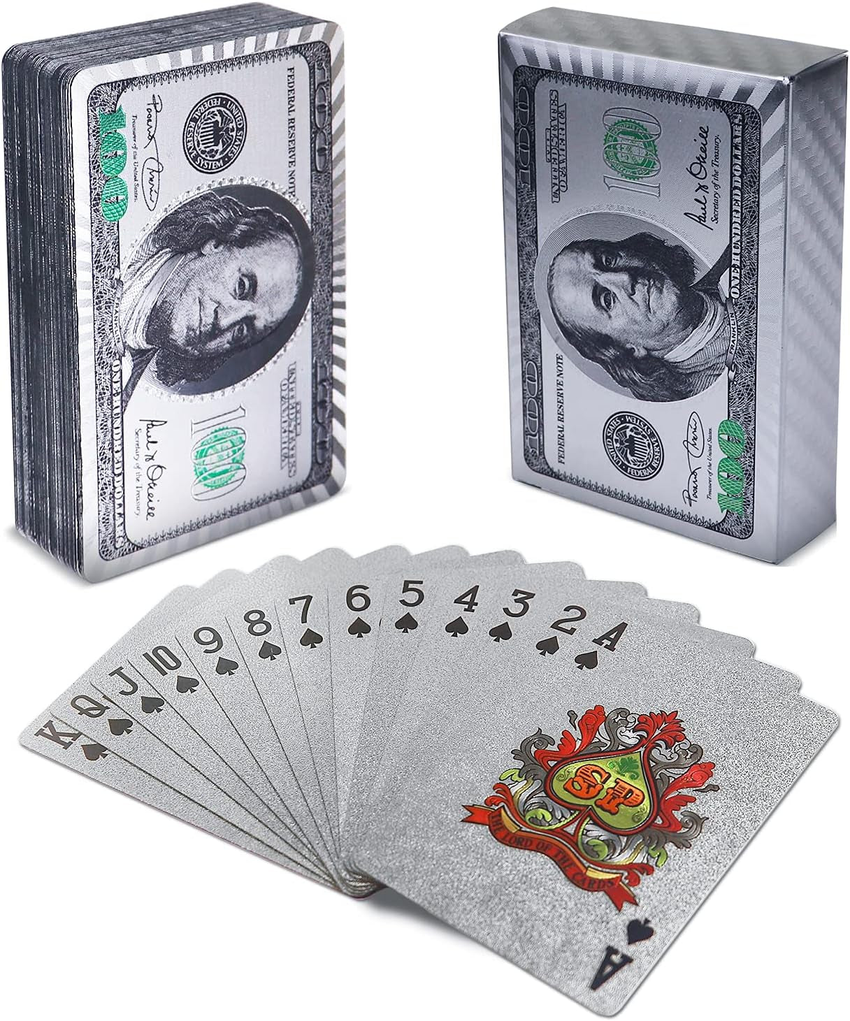 Silver Foil Playing Cards, Waterproof Deck of Cards, Poker Cards, Cards for Table Game, Luxury Poker Card, Use for Party and Entertainment