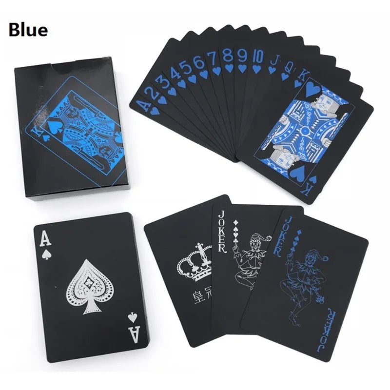 Black Quality Playing Cards Poker Waterproof Game Deck Gold Foil Poker Set Magic Waterproof Cards Gift Durable Poker