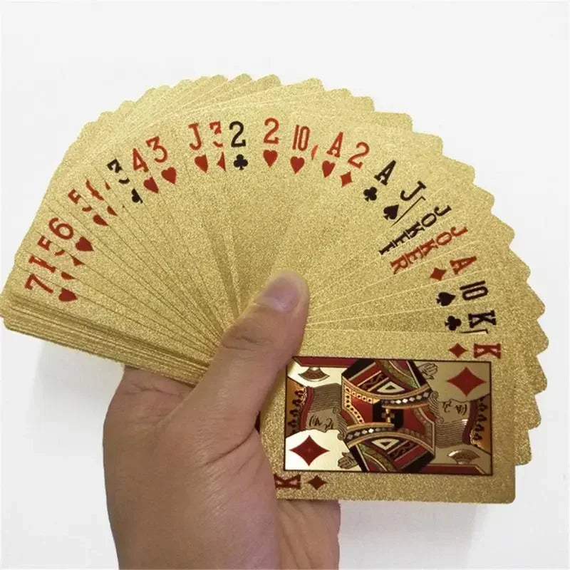 24K Gold Playing Cards Plastic Poker Game Deck Foil Pokers Pack Magic Cards Waterproof Card Gift Collection Gambling Board Game