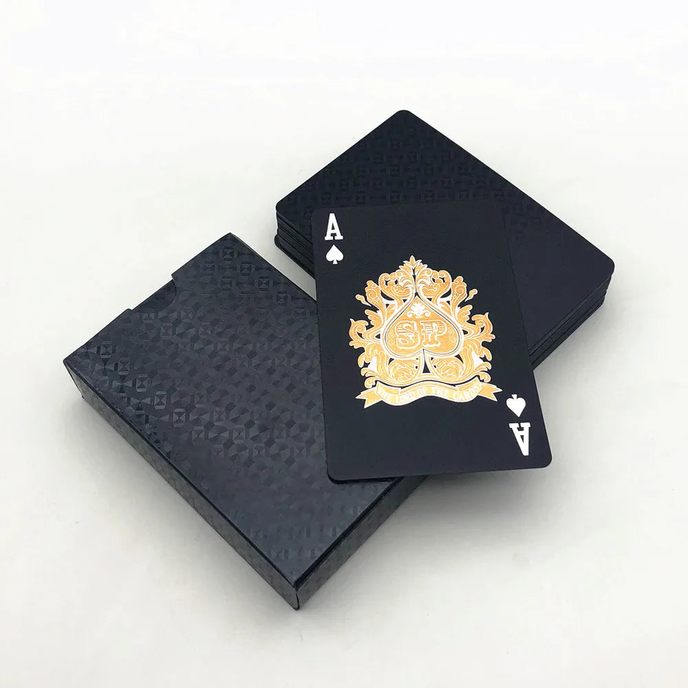 1 Deck Black Plastic Poker Cards Glod Silver Playing Cards Home Board Game Family Home Gift L682