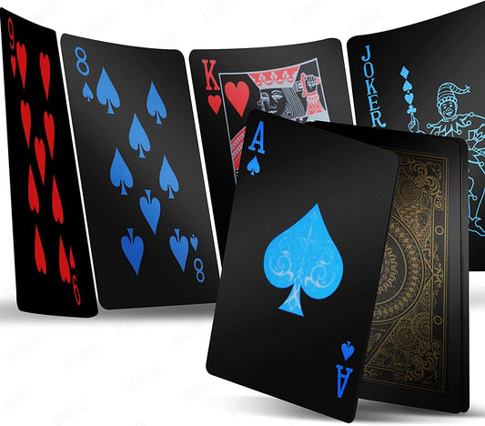 2 Decks Plastic Playing Cards, Premium Plastic Waterproof Black Playing Poker Cards Professional Luxury Deck of Cards for Adults