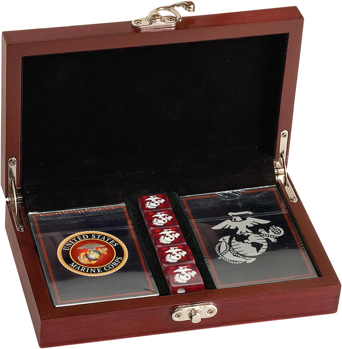 USMC Playing Cards with Marine Corps Dice Gift Set - Show Your Marine Pride with This Officially Licensed Deck and Dice Combo - Great Gift for Marines