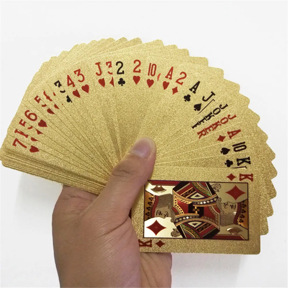 24K Gold Playing Cards Poker Game Deck Gold Foil Poker Set Plastic Magic Card Waterproof Cards Magic