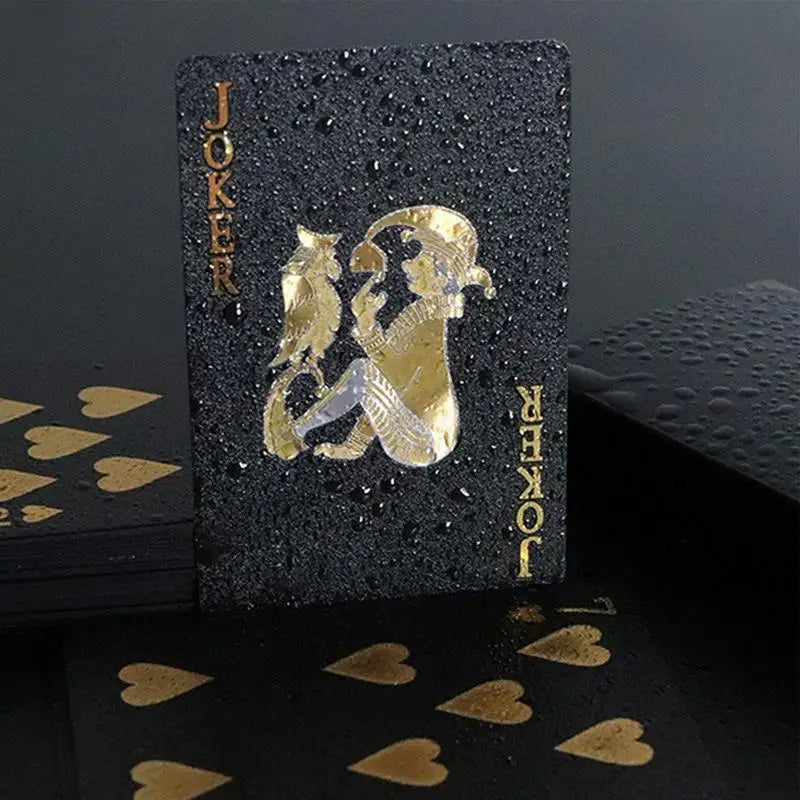 54 Card Group Waterproof Poker Suit Black Gold Playing Card Game Magic Package Board Game Party Collection Gift