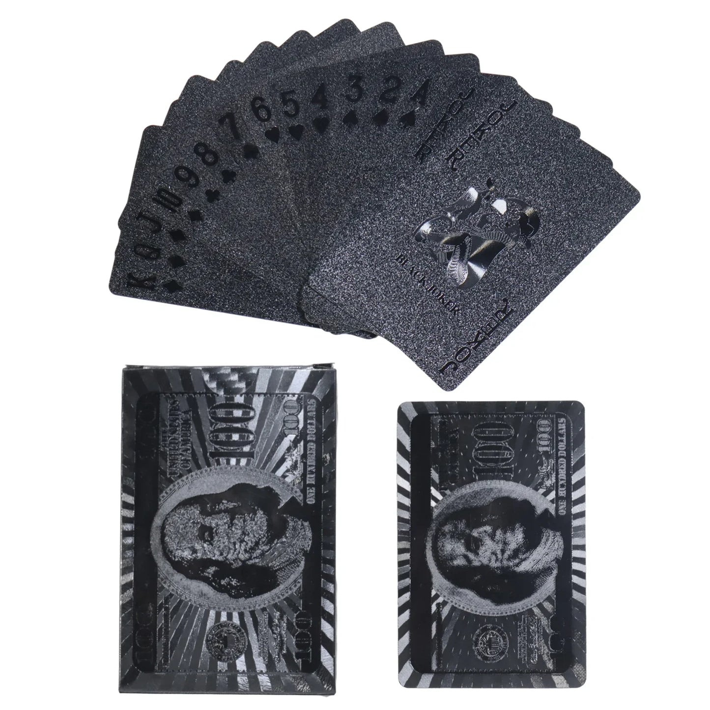 Cool Black Foil Playing Cards the Black Pearl Game Poker Carta Waterproof Playing Cards Black Rose Skull Dollar Deck of Cards