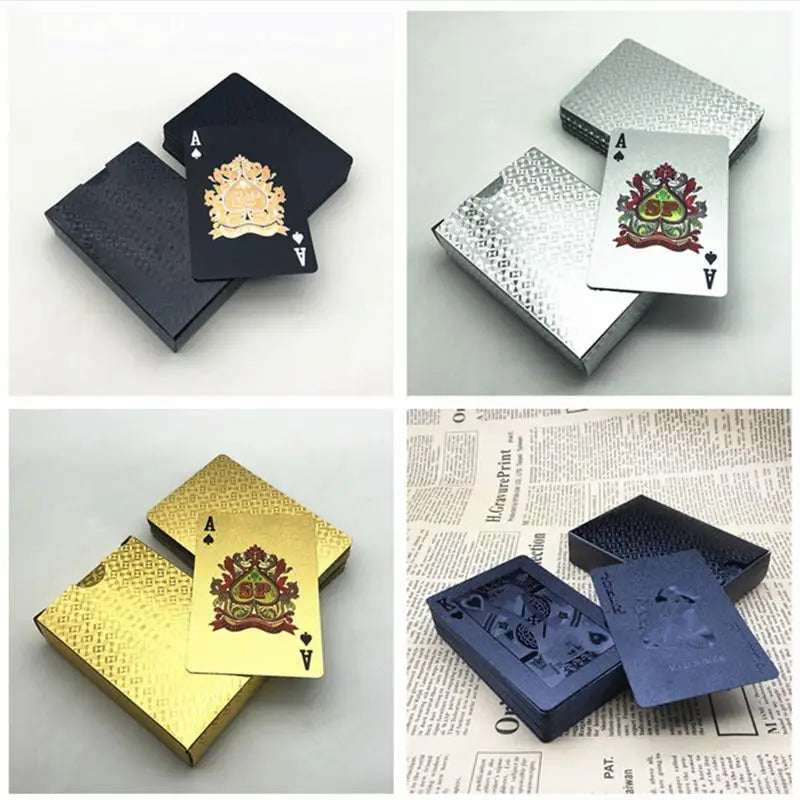 New 24K Gold Playing Cards Plastic Poker Game Deck Foil Pokers Pack Magic Waterproof Card Gift Collection Gambling Board Game