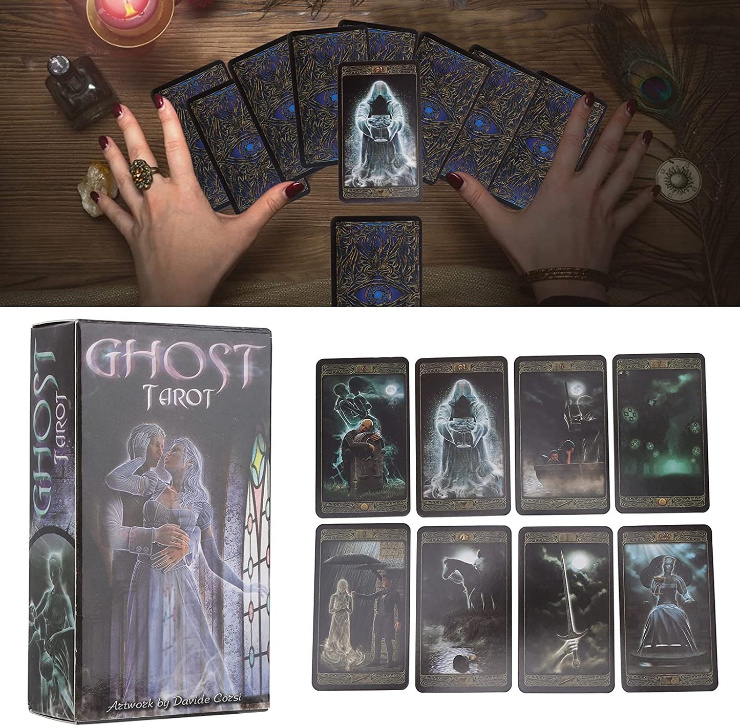 78 Ghost Tarot, Coated Paper Divination Tarot, Future Telling Board Game, Portable Fate Divination Card, Entertainment Tarot Deck Oracle Cards, Unique Gifts