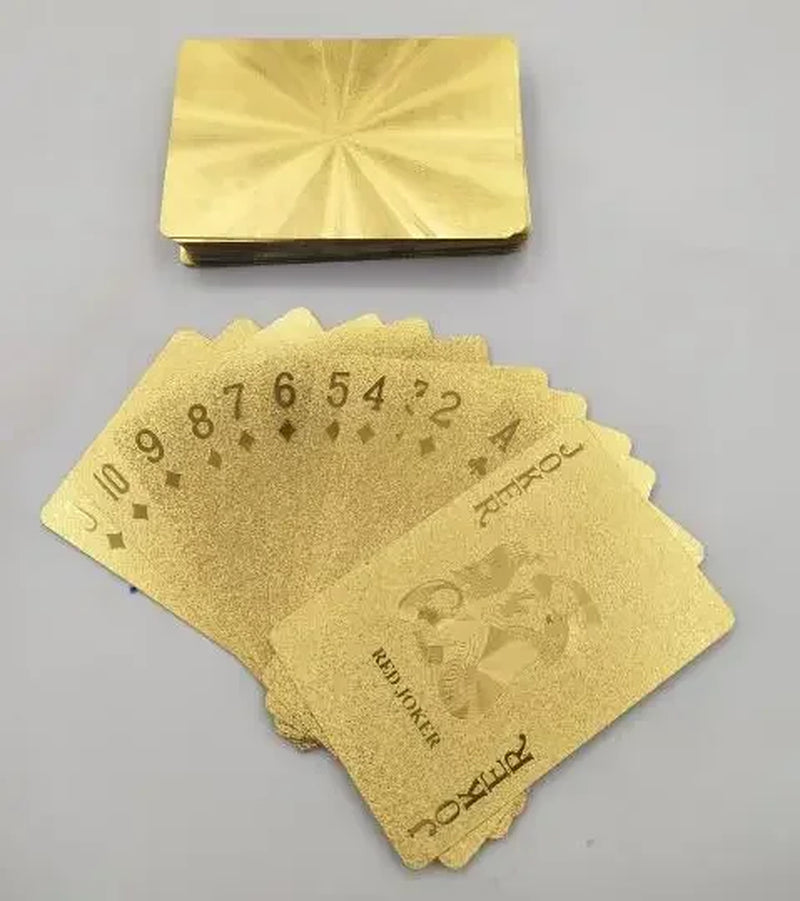 24K Gold Playing Cards Plastic Poker Game Deck Foil Pokers Pack Magic Cards Waterproof Card Gift Collection Gambling Board Game