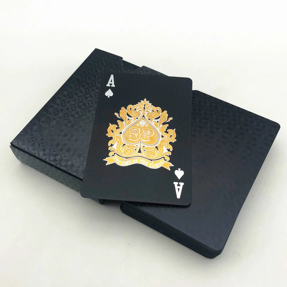 1 Deck Black Plastic Poker Cards Glod Silver Playing Cards Home Board Game Family Home Gift L682