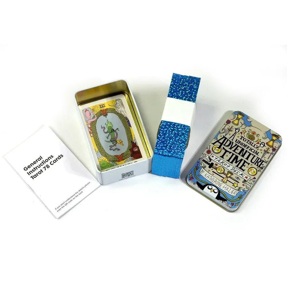 Newset Adventure Time Tarot Deck the Adventuretin Metal Box High Quality 78 Pcs Card Gilded Edge with Paper Guidebook Board Game