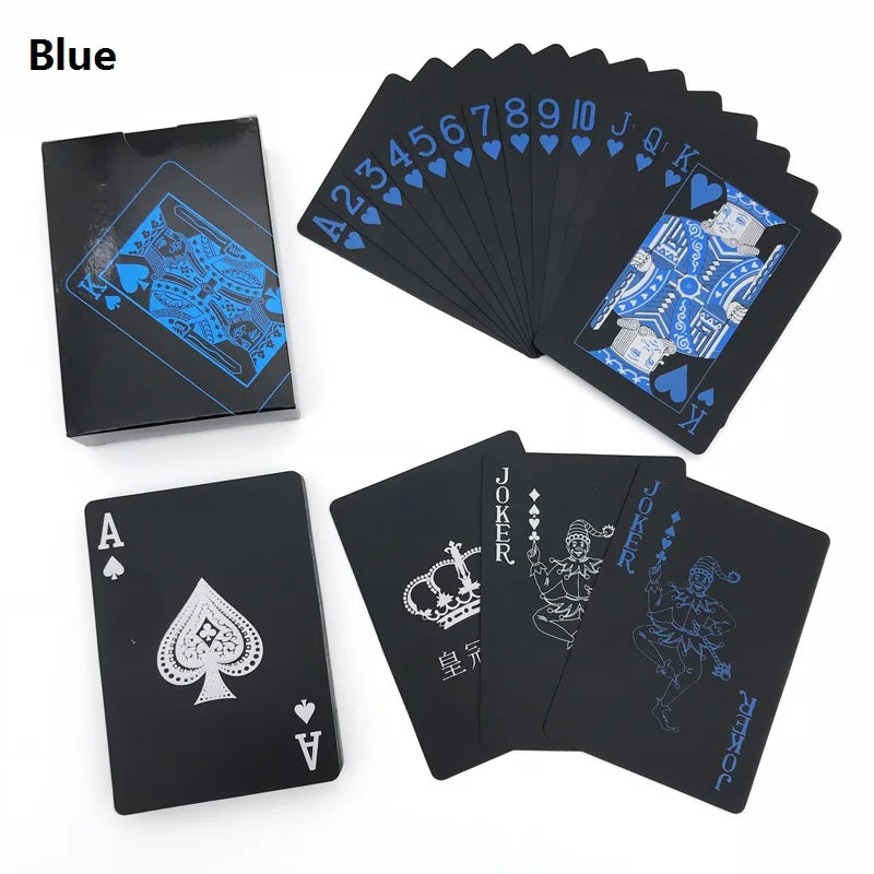 PVC Plastic Playing Cards Set Deck Poker Waterproof Game Poker Cards Party Magic Tricks Tool Black Gold 54 Pcs Creative Gift