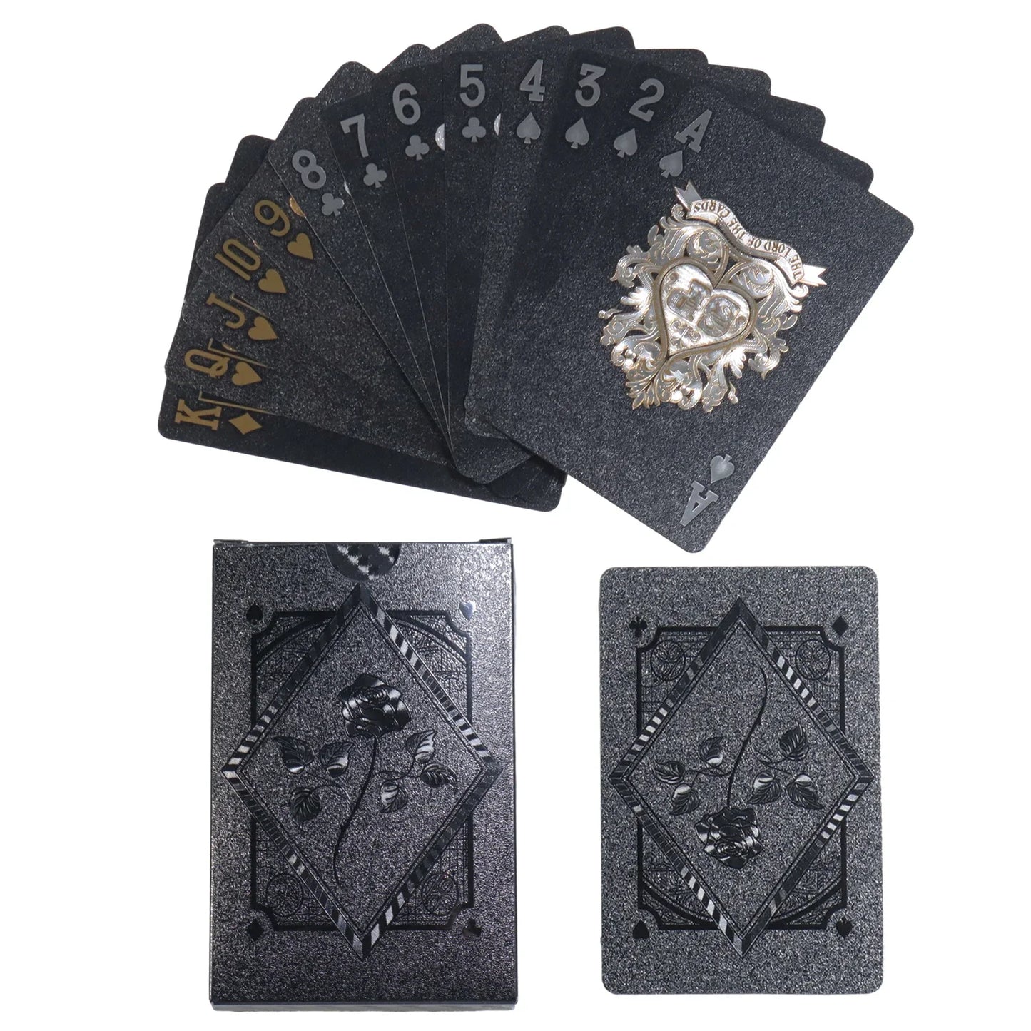 Cool Black Foil Playing Cards the Black Pearl Game Poker Carta Waterproof Playing Cards Black Rose Skull Dollar Deck of Cards