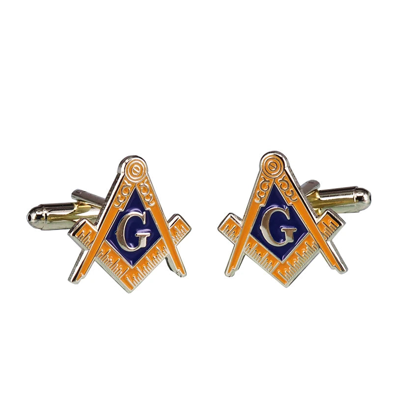 Masonic Compasses Freemason Mason Pin and Cuff Links and Tie Clip Set