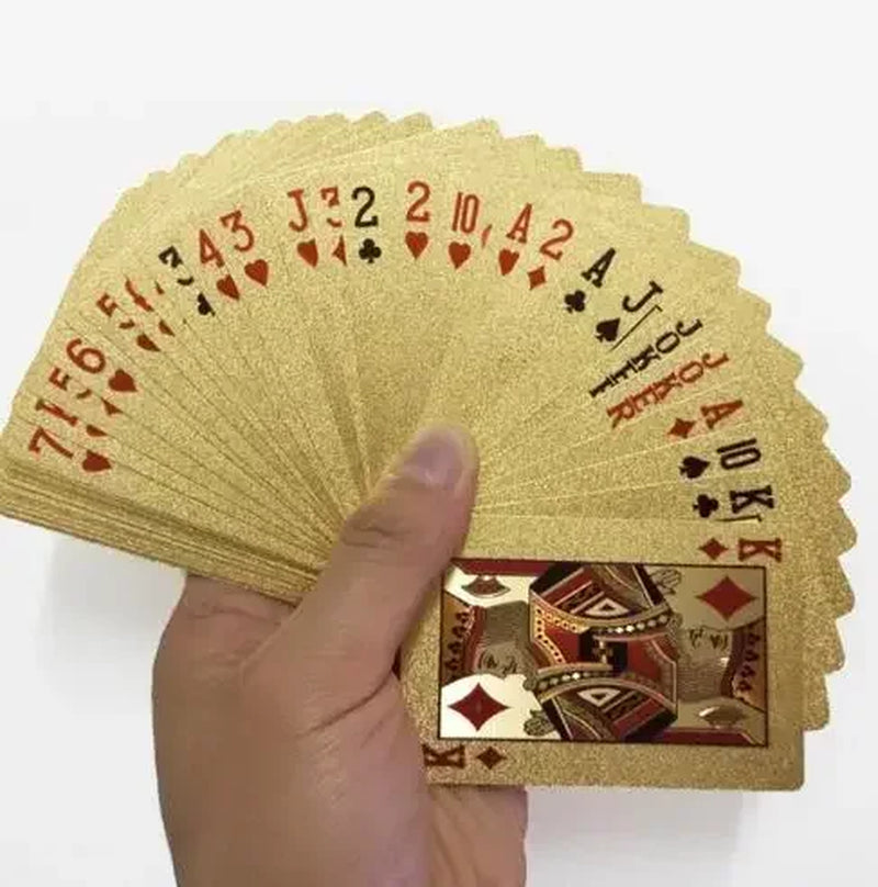 24K Gold Playing Cards Plastic Poker Game Deck Foil Pokers Pack Magic Cards Waterproof Card Gift Collection Gambling Board Game