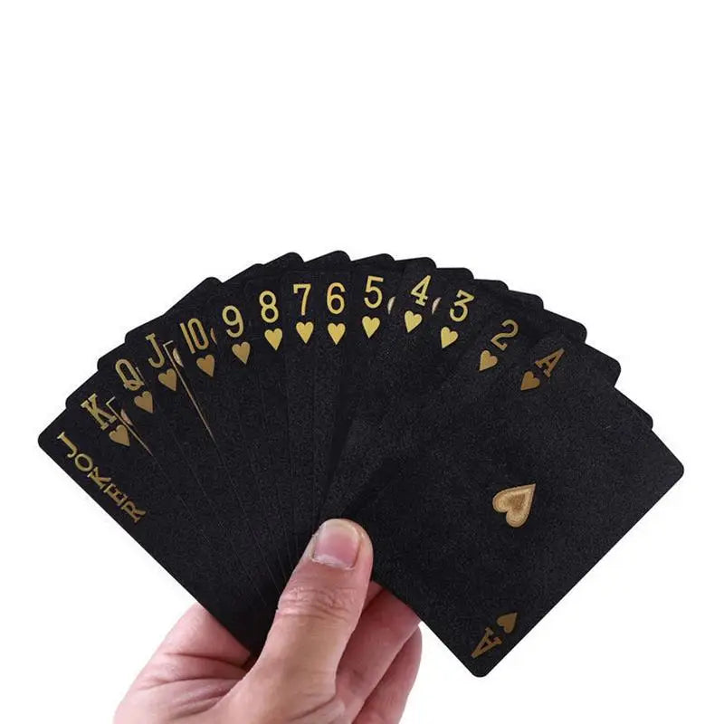 54 Card Group Waterproof Poker Suit Black Gold Playing Card Game Magic Package Board Game Party Collection Gift