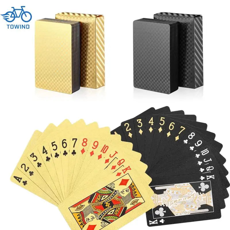 New 24K Gold Playing Cards Plastic Poker Game Deck Foil Pokers Pack Magic Waterproof Card Gift Collection Gambling Board Game