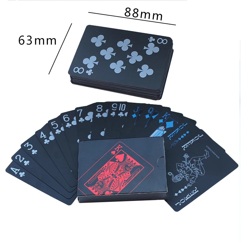 PVC Plastic Playing Cards Set Deck Poker Waterproof Game Poker Cards Party Magic Tricks Tool Black Gold 54 Pcs Creative Gift