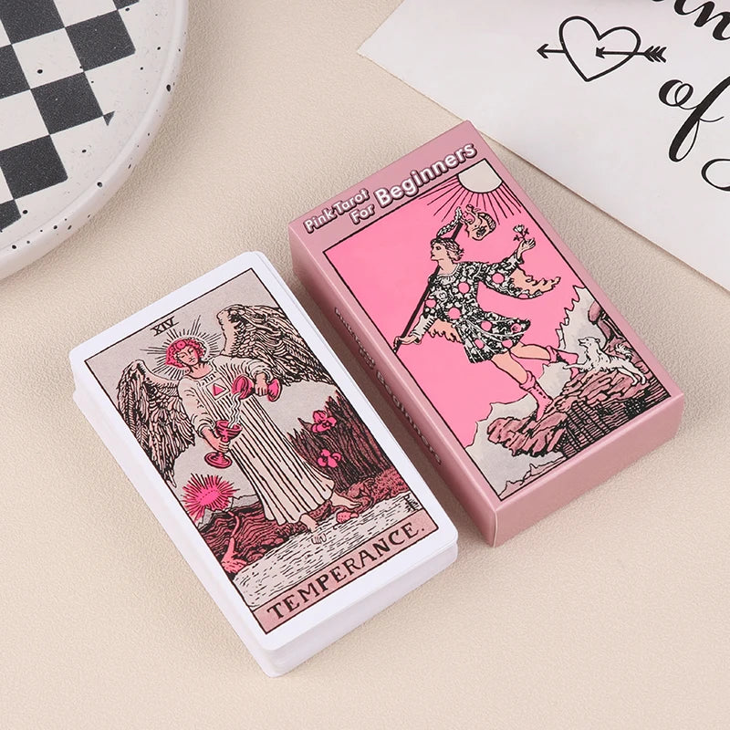 Pink Tarot for Beginners Tarot Card Prophecy Divination Deck Family Party Board Game Fate Card Fortune Telling Game