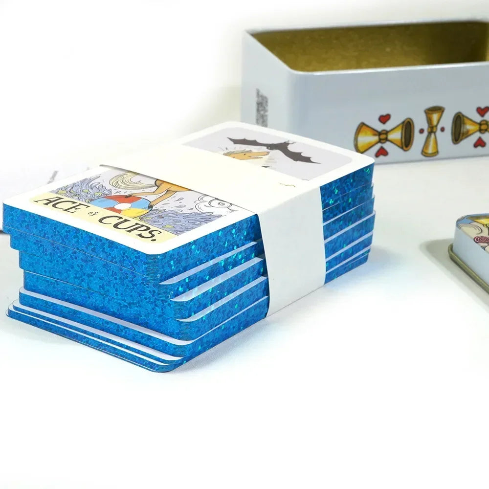 Newset Adventure Time Tarot Deck the Adventuretin Metal Box High Quality 78 Pcs Card Gilded Edge with Paper Guidebook Board Game