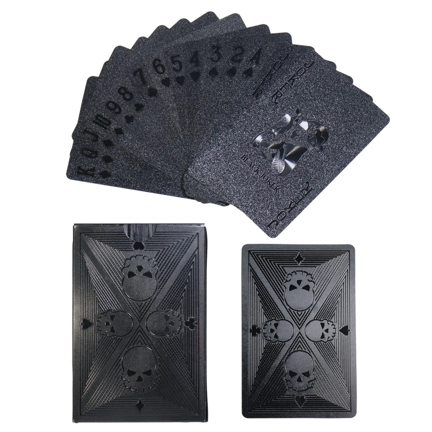 Cool Black Foil Playing Cards the Black Pearl Game Poker Carta Waterproof Playing Cards Black Rose Skull Dollar Deck of Cards