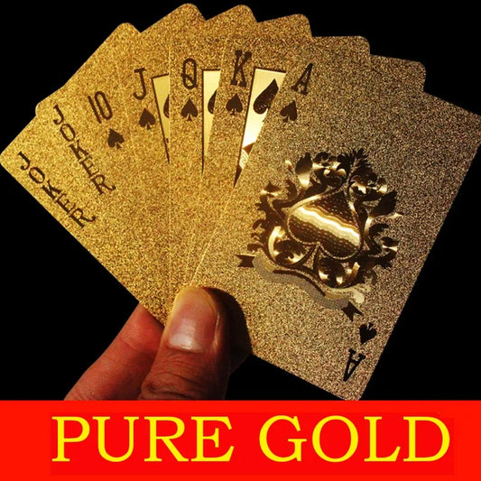 PVC Plastic Playing Cards Set Deck Poker Waterproof Game Poker Cards Party Magic Tricks Tool Black Gold 54 Pcs Creative Gift