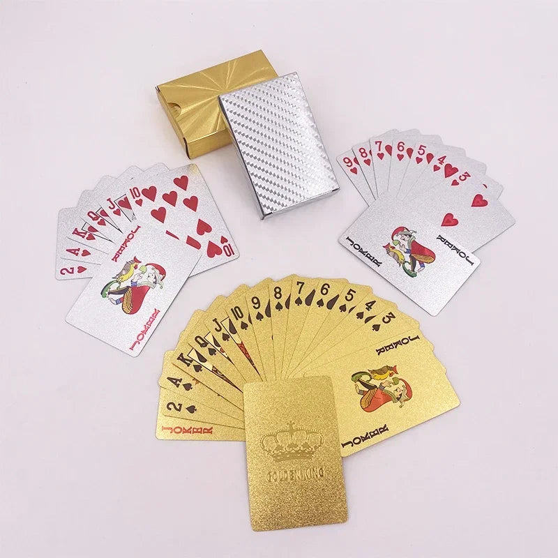 24K Gold Playing Cards Plastic Poker Game Deck Foil Pokers Pack Magic Cards Waterproof Card Gift Collection Gambling Board Game