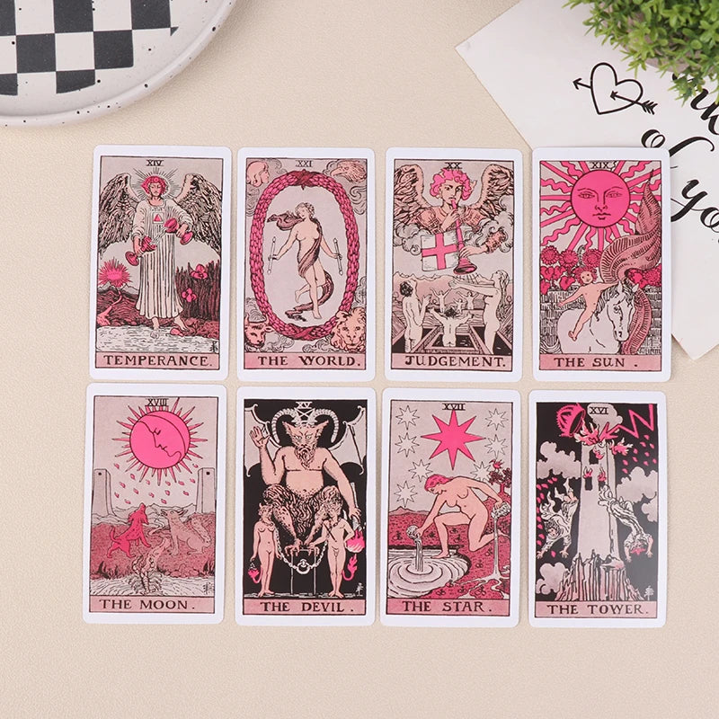 Pink Tarot for Beginners Tarot Card Prophecy Divination Deck Family Party Board Game Fate Card Fortune Telling Game