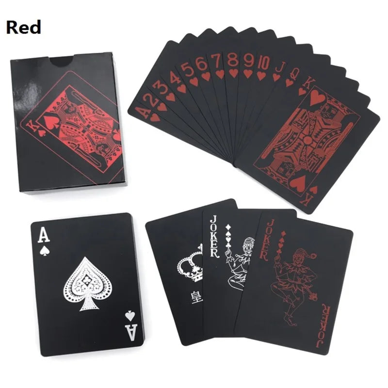 Black Quality Playing Cards Poker Waterproof Game Deck Gold Foil Poker Set Magic Waterproof Cards Gift Durable Poker