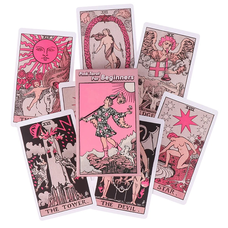 Pink Tarot for Beginners Tarot Card Prophecy Divination Deck Family Party Board Game Fate Card Fortune Telling Game