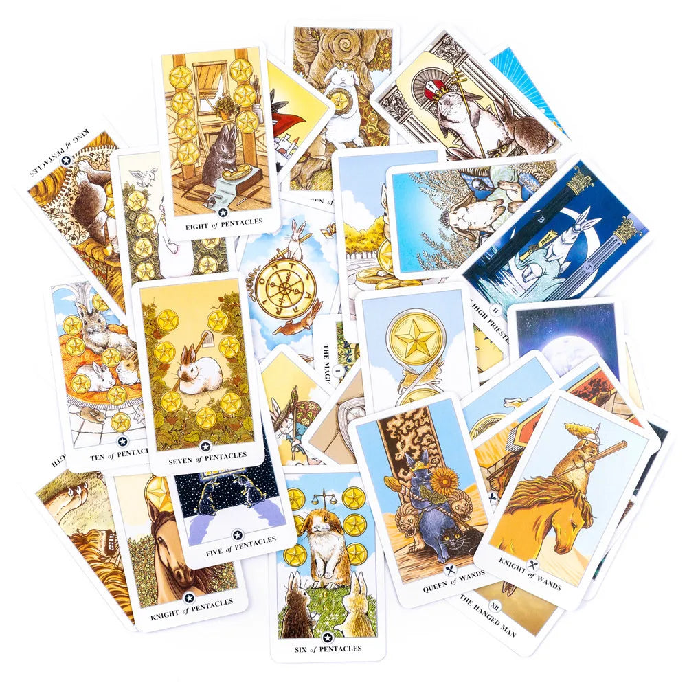 Newest Tarot Cards Lunalapin Rabbit Tarot Deck Tarot Card Game Party Table Board Game Card Deck Fortune-Telling Oracle Cards