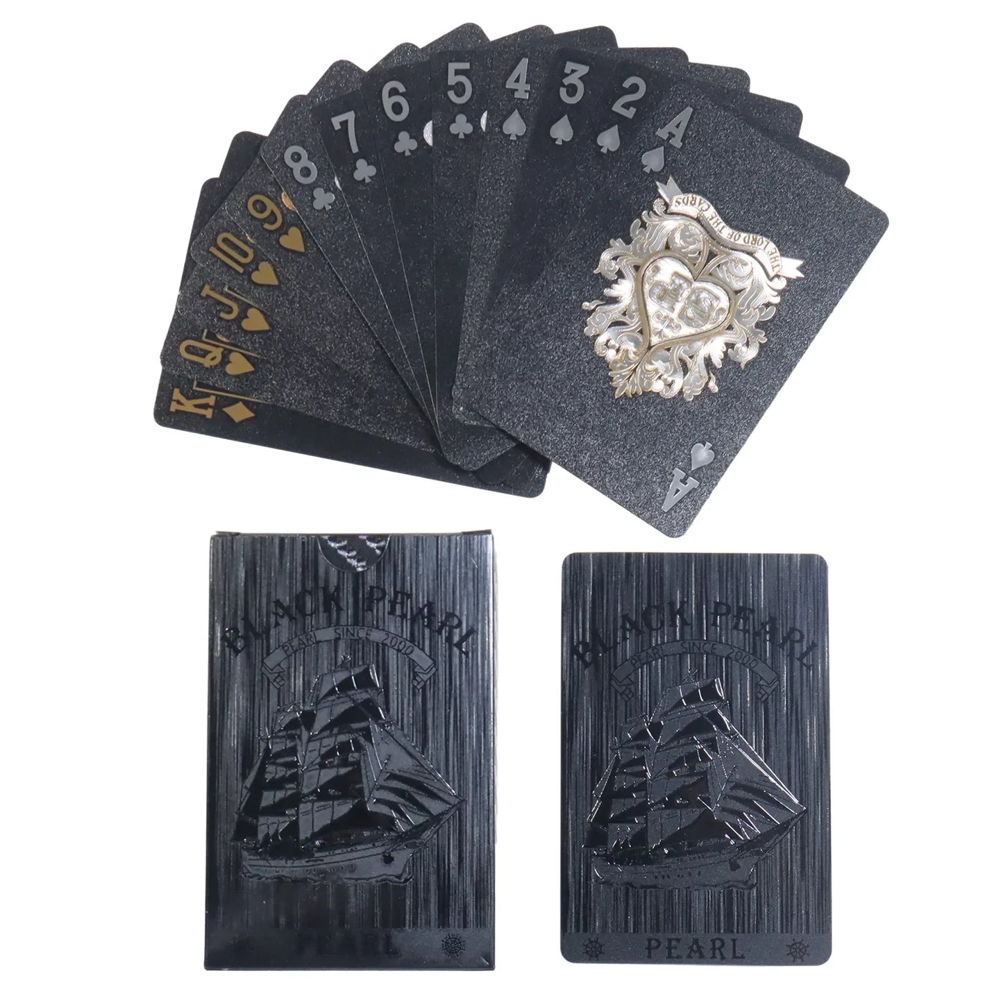 Cool Black Foil Playing Cards the Black Pearl Game Poker Carta Waterproof Playing Cards Black Rose Skull Dollar Deck of Cards