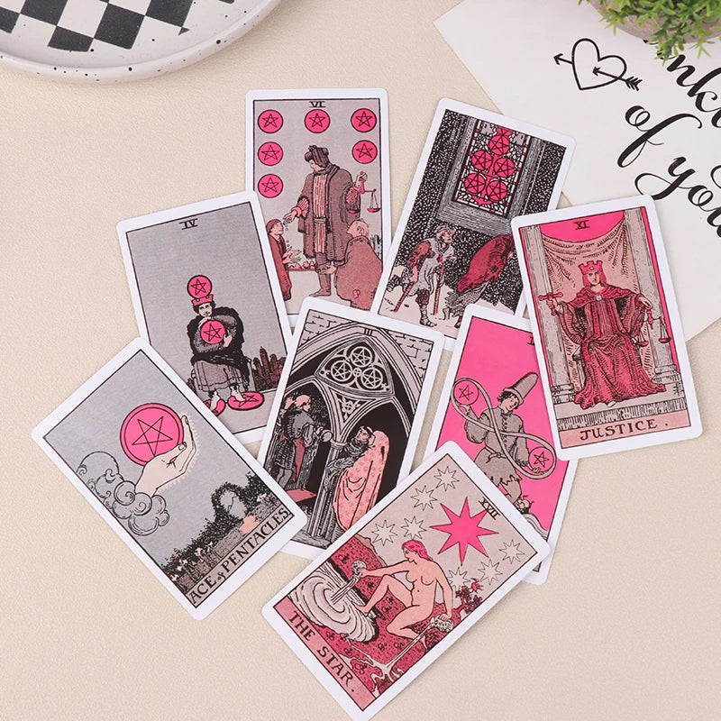 Pink Tarot for Beginners Tarot Card Prophecy Divination Deck Family Party Board Game Fate Card Fortune Telling Game