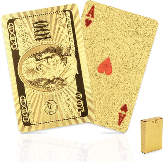 Waterproof Playing Cards, Cool Gold Playing Cards, Poker Cards Game for Adults, Plastic Deck of Cards for Family Game, Party and Magic(1 Pack)